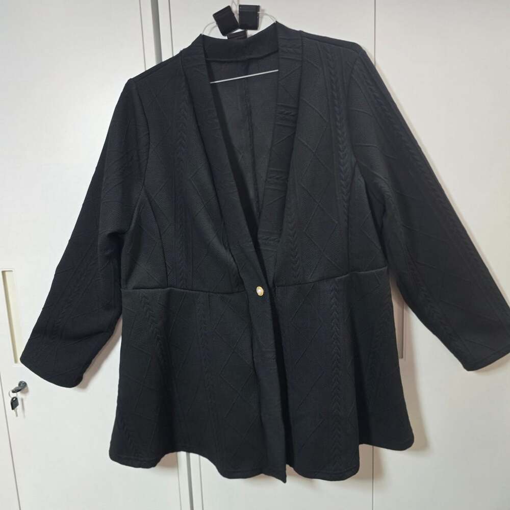 Shein Black Textured Peplum Blazer Jacket